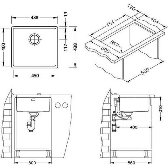 Alveus Kombino 40 SAT-90 450X400X200 кухонная мойка #3
