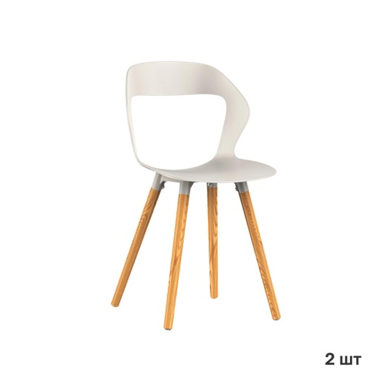 Стул Барк Светло-бежевый, пластик / Массив березы 2 шт. #1