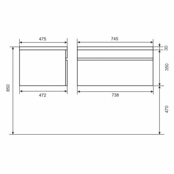 Тумба под раковину для ванной подвесная Uperwood Eva 74х47,2х35 см, Крафт Табачный, выдвижной ящик #3