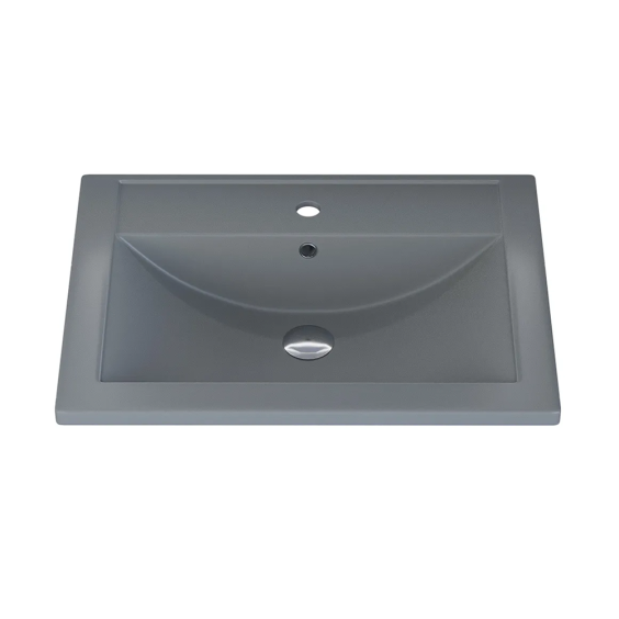 Раковина для ванной кварцевая Uperwood Foster Quartz 60х40,5х16,5 см, серая матовая, бетон #1