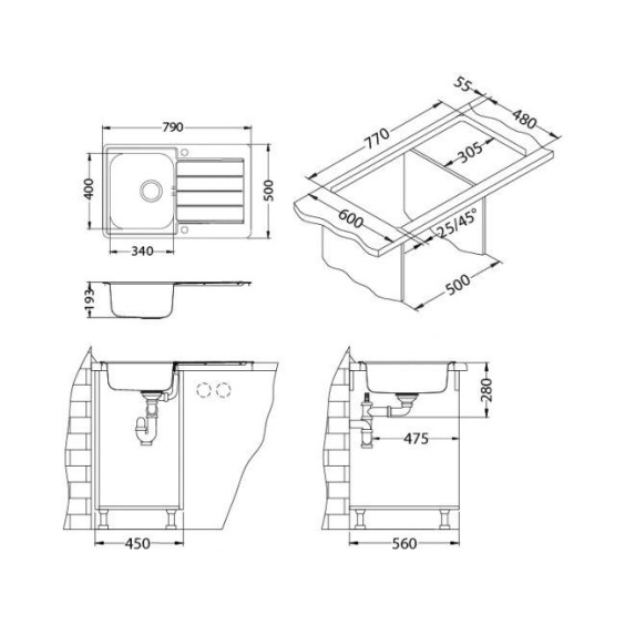 Alveus Line Maxim 80 SAT-90 790X500 1X кухонная мойка #2