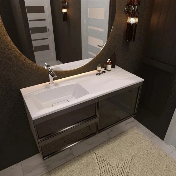 Раковина над стиральной машиной Uperwood Bon 120х48х17 см, левая, с крылом справа, с кронштейнами #2