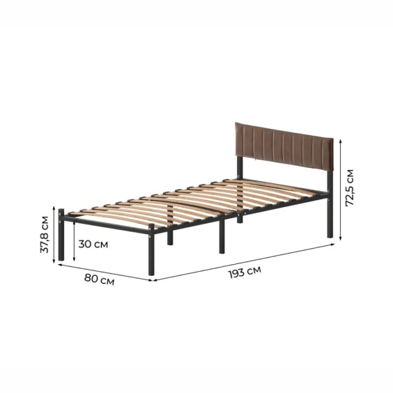 Комплект Лофт кровать 80х190 черная с коричневым чехлом тк 03 #2