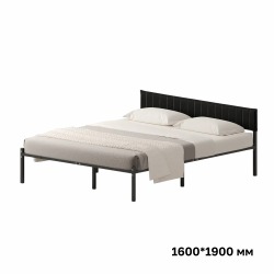 Комплект Лофт кровать 160х190 черная с черным чехлом тк 04