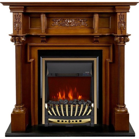 Каминокомплект Oxford - Орех с очагом Aspen Gold #1 Каминокомплект Oxford - Орех с очагом Aspen Gold #1