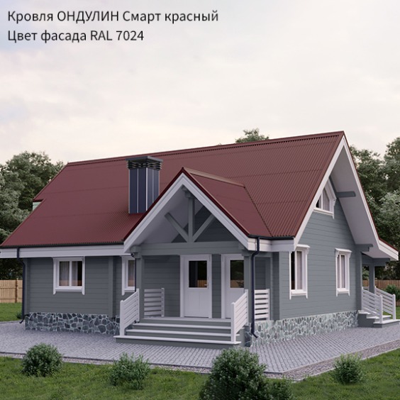 Волнистый лист Ондулин Smart 1.95х0.95 м, красный #3 Волнистый лист Ондулин Smart 1.95х0.95 м, красный #3