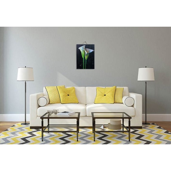 Картина "Два белых калла на черном фоне" 50х70 см #7