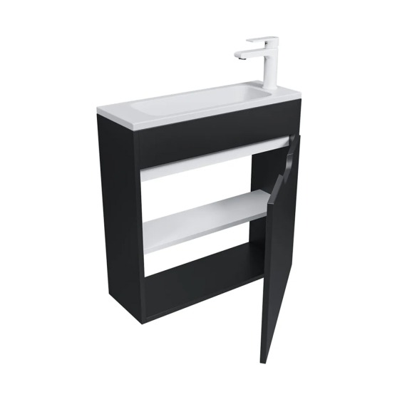 Тумба под раковину для ванной подвесная Uperwood Modul 60х21х60 см, черная матовая #3
