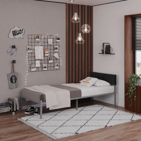 Комплект Лофт кровать 80х190 серая с черным чехлом тк 04 #3 Комплект Лофт кровать 80х190 серая с черным чехлом тк 04 #3