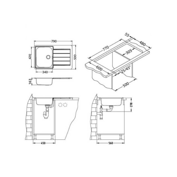 Alveus Line 80 NAT-60 790X500 1X кухонная мойка #3