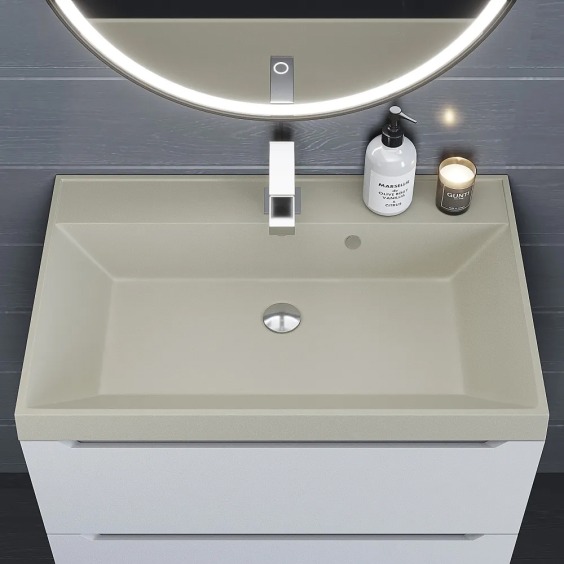 Раковина для ванной кварцевая Uperwood Classic Quartz 70х45х15 см, бежевая матовая, лён #6