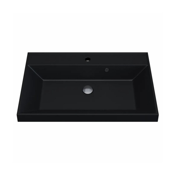Раковина для ванной кварцевая Uperwood Classic Quartz 70х45х15 см, черная матовая, уголь #1