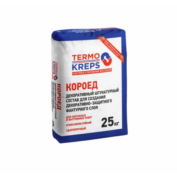 Декоративная штукатурка Крепс Termokreps, "короед" 1.5мм, 25кг #1 Декоративная штукатурка Крепс Termokreps, "короед" 1.5мм, 25кг #1