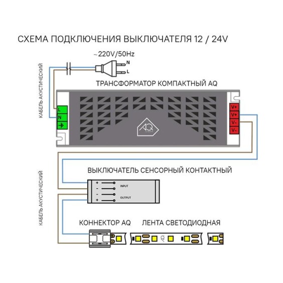 Выключатель AQ Switch сенсорный контактный с диммерном 12/24V 60/120W (под столешницу) #5
