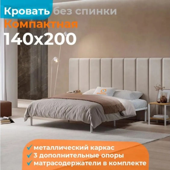 Кроватное основание Мир 1400х2000, Белый металл (9016) #1