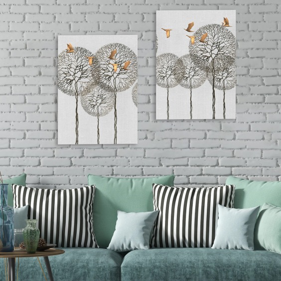 Картина интерьерная модульная на стену "Одуванчики" на холсте большая в комнату 2 вертикальные картины, каждая 45х30 см., общий размер 45х60 см. #6