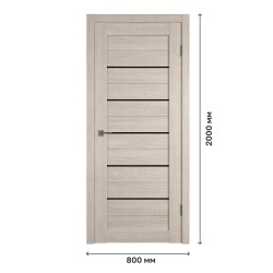 Дверное полотно Atum 5 Cappuccino со стеклом Black Gloss, 800х2000 мм