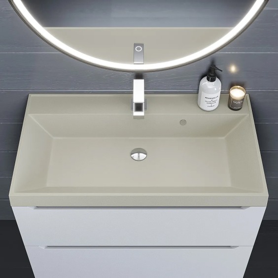Раковина для ванной кварцевая Uperwood Classic Quartz 80х45х15 см, бежевая матовая, лён #5