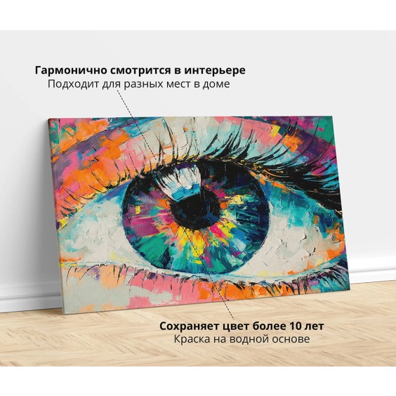 Картина на стену большая на холсте интерьерная "Око", размер 60х90 см #2