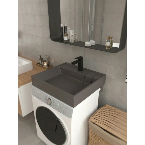 Раковина над стиральной машиной Uperwood Naomi Quartz, 60*60 см, серый шёлк #4
