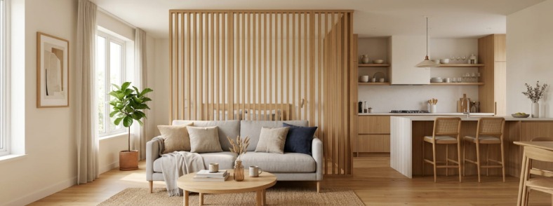 Интерьерные рейки для зонирования пространства: идеи и примеры