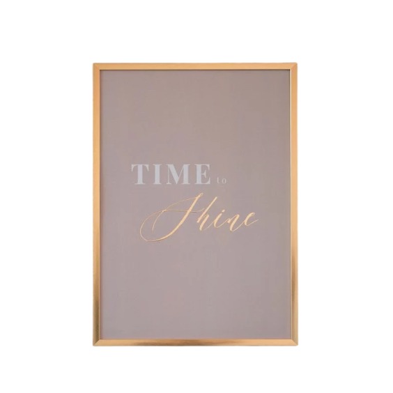 Постер с объемным золотом "Time to Shine" в идеальной золотой раме, 21х30 см #1