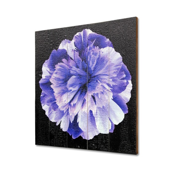 Картина "Голубой цветок на черном фоне" 40х40 см #2