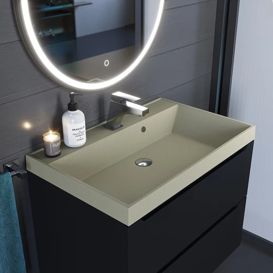 Раковина для ванной кварцевая Uperwood Classic Quartz 70х45х15 см, бежевая матовая, десерт #3