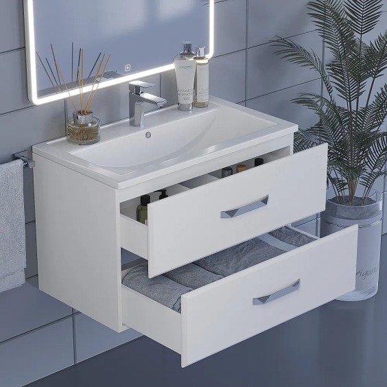 Тумба под раковину для ванной подвесная Uperwood Foster 80х45,2х60 см, белая #4