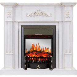 Каминокомплект Martin - Белый дуб, патина золото с очагом Fobos FX M Black