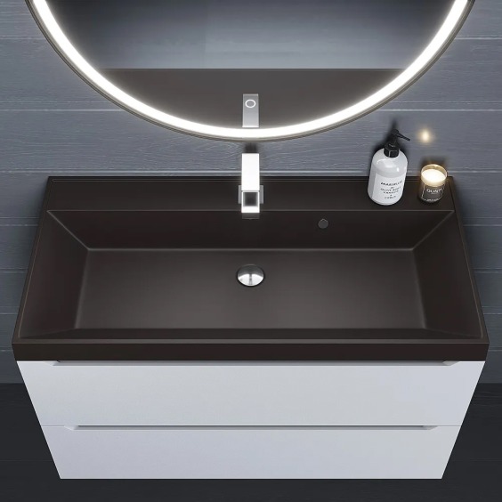 Раковина для ванной кварцевая Uperwood Classic Quartz 90х45х15 см, коричневая матовая, трюфель #5