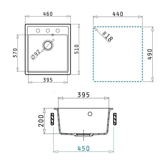 Кухонная мойка кварцевая Uperwood Quartz UPD-07-01, прямоугольная, белая #7