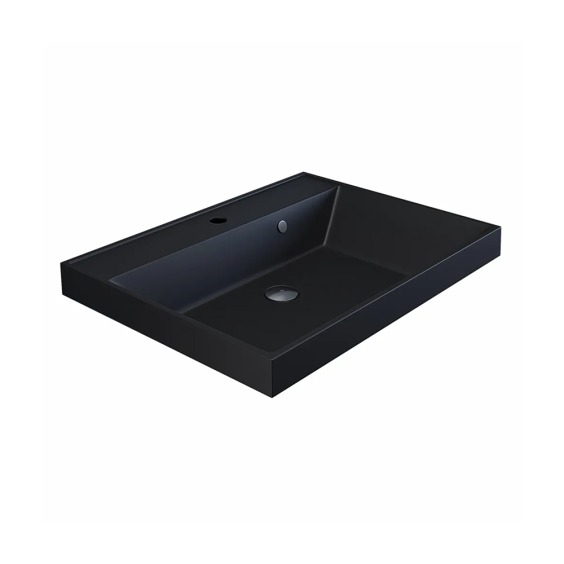 Раковина для ванной кварцевая Uperwood Classic Quartz 60х45х15 см, черная матовая, уголь #2