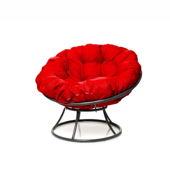 Комплект кресло Папасан без ротанга серое, красная подушка #2