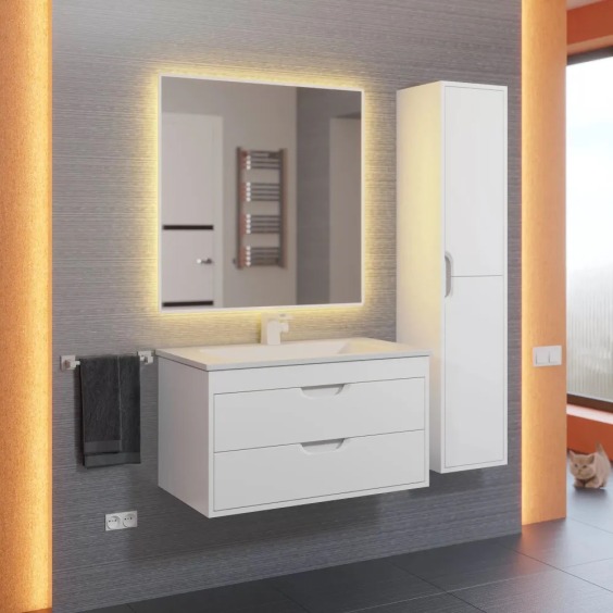 Тумба под раковину для ванной подвесная Uperwood Modul 75х44,4х55 см, белая матовая #8