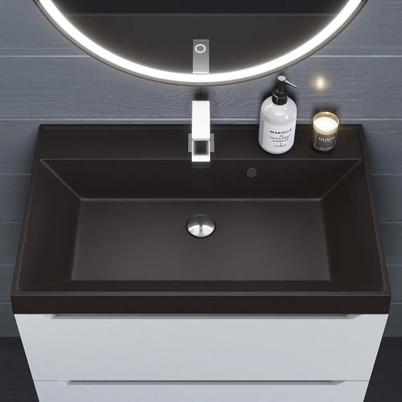 Раковина для ванной кварцевая Uperwood Classic Quartz 70х45х15 см, коричневая матовая, трюфель #5