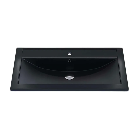 Раковина для ванной кварцевая Uperwood Foster Quartz 80х45,5х17,5 см, черная матовая, уголь #1