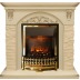 Каминокомплект Bern Сланец крупный бежевый / Алебастр темная патина с очагом Atherton