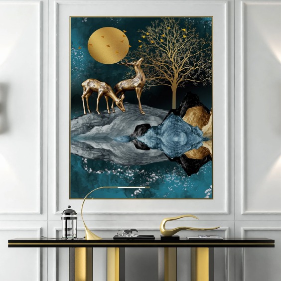 Интерьерная картина "Лунная пара" на холсте, большая, размер 90х60 см #4