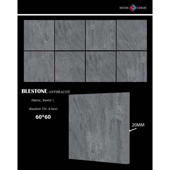 Утолщенный керамогранит Blestone Anthracite Rustic, 600х600х20 мм #9
