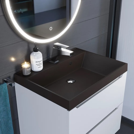 Раковина для ванной кварцевая Uperwood Classic Quartz 60х45х15 см, коричневая матовая, трюфель #5