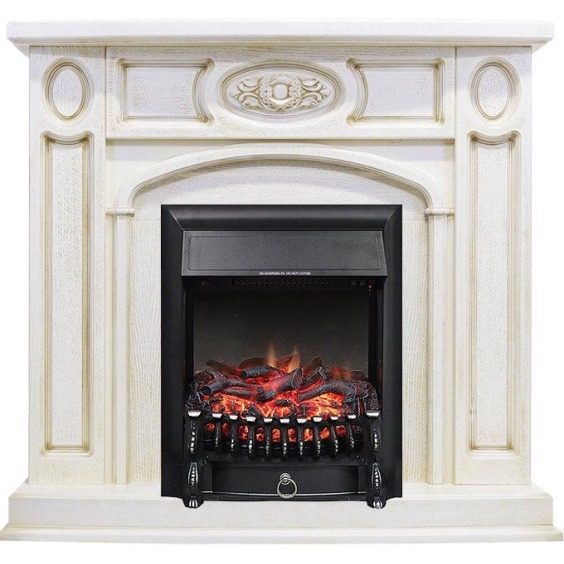 Каминокомплект Florence - Слоновая кость с патиной с очагом Fobos FX Black #1