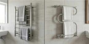 Лестница или М-образный? Формы водяных полотенцесушителей в интерьере