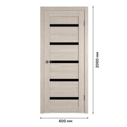 Дверное полотно Atum 7 Cappuccino со стеклом Black Gloss, 600х2000 мм