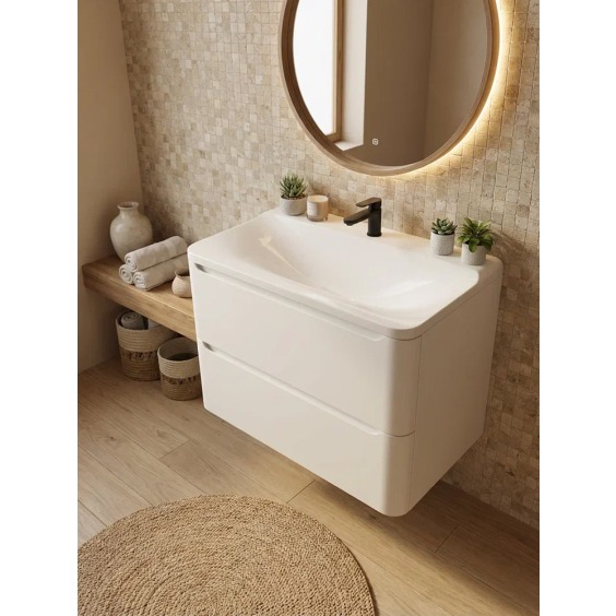 Раковина для ванной полувстраиваемая Uperwood Ocean 80 см, белая глянцевая #6