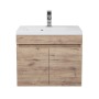 Тумба с раковиной для ванной подвесная Uperwood Eva 49х35х43 см, Крафт Табачный, с дверцами