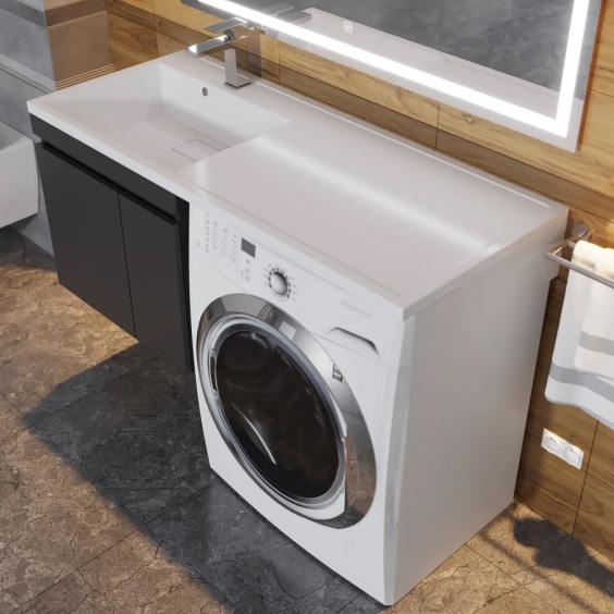Раковина над стиральной машиной Uperwood Magenta 110х50х17,8 см, левая, крыло справа #5