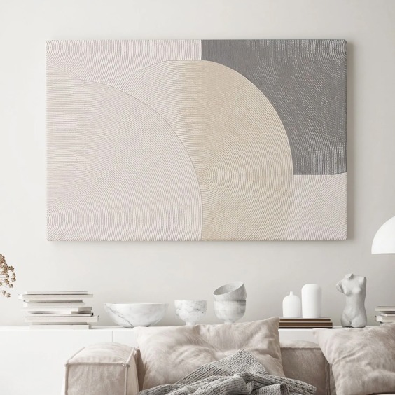Интерьерная картина "Полукруг абстракция" на холсте, большая, размер 40х60 см #1