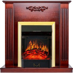 Каминокомплект Lumsden - Махагон коричневый антик с очагом Majestic FX Brass