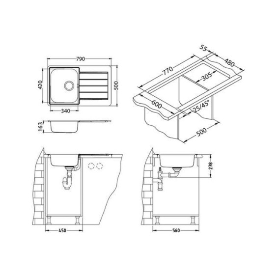 Alveus Line 80 NAT-90 790X500 1X кухонная мойка #2